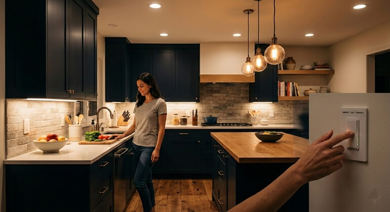 Dimmers & Layered Lighting Control for Energy Efficient & Smart Kitchen Lighting Solutions