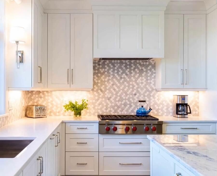 Encinitas White Kitchen Backsplash Installation