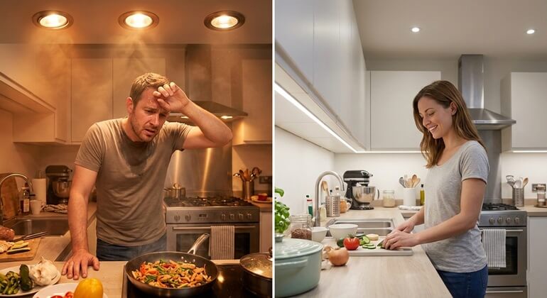 LED Conversion & Long-Term Efficiency in Smart Kitchen Lighting Solutions VS outdated fluorescent lighting