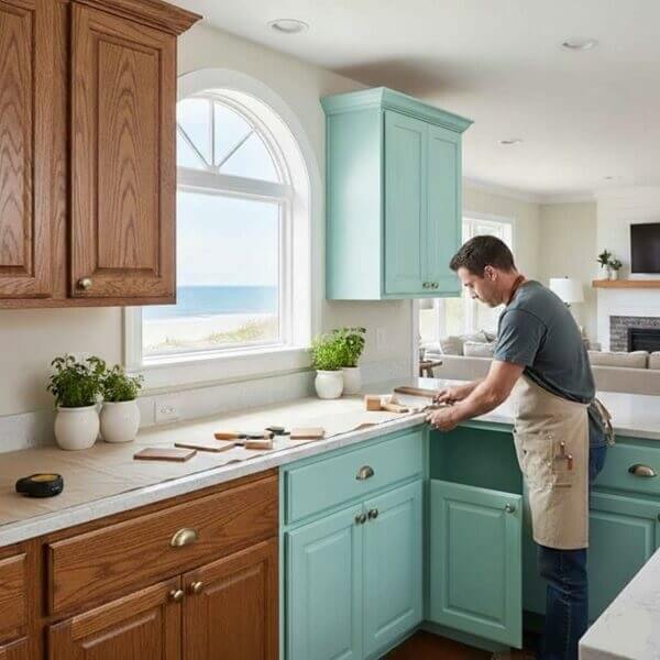 kitchen cabinet refacing brighten a coastal cottage or a refresh color